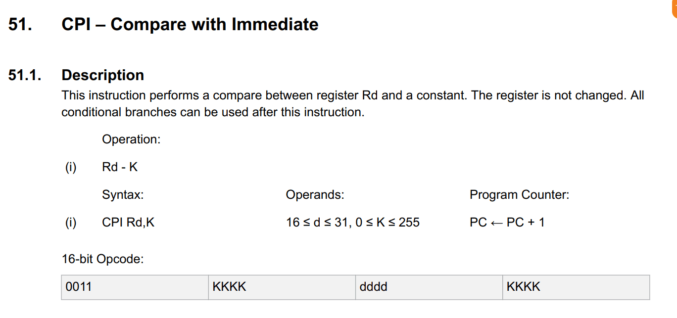 AVR CPI Instruction