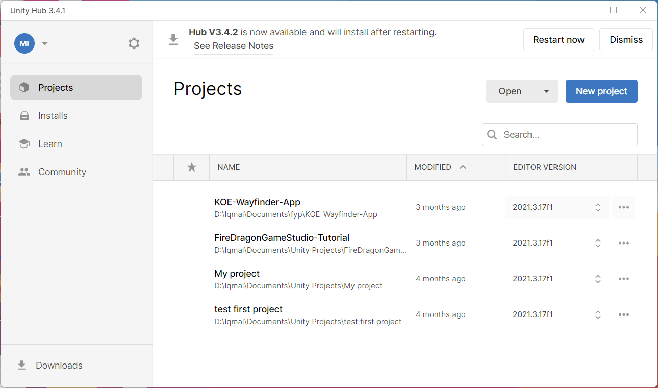Unity dah 3 bulan tak bukak project
