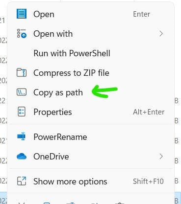 Windows 11 copy as path