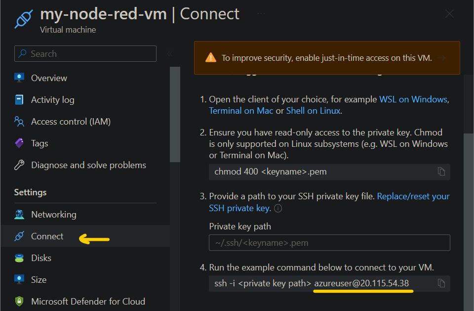 Azure VM Connect SSH
