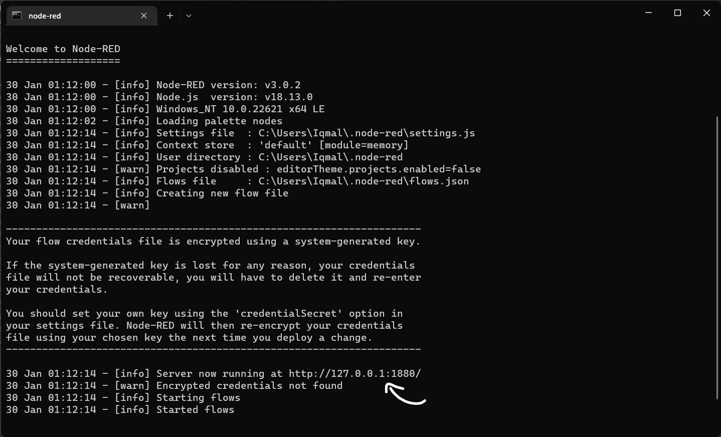 nodered server cmd