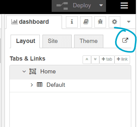 Open dashboard button